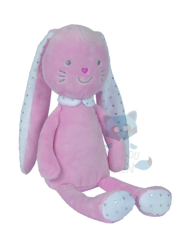  layette peluche lapin rose blanc étoile 